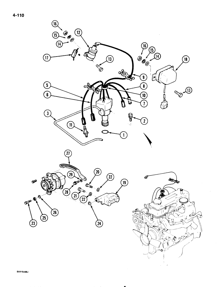 Схема запчастей Case 1825 - (4-110) - ENGINE ELECTRICAL SYSTEM, GASOLINE MODELS (04) - ELECTRICAL SYSTEMS