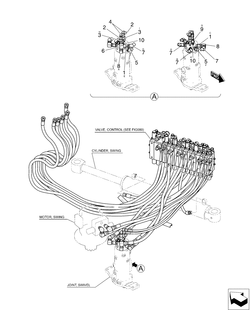 Схема запчастей Case CX50B - (01-033) - HYD LINES, SWIVEL (35) - HYDRAULIC SYSTEMS