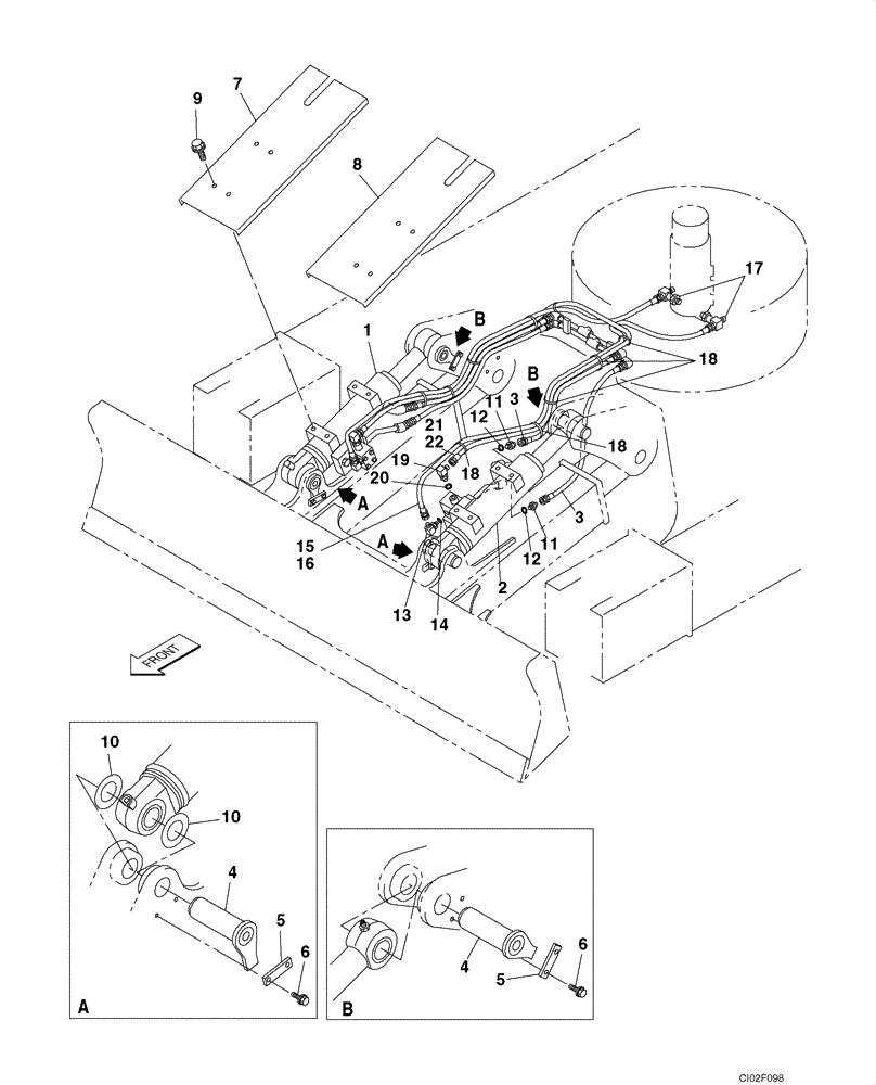 Схема запчастей Case CX135SR - (08-032) - HYDRAULICS - BLADE CYLINDER LINE, MODELS WITH LOAD HOLD (08) - HYDRAULICS
