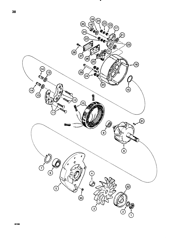 Схема запчастей Case P60 - (038) - H527259 ALTERNATOR (55) - ELECTRICAL SYSTEMS