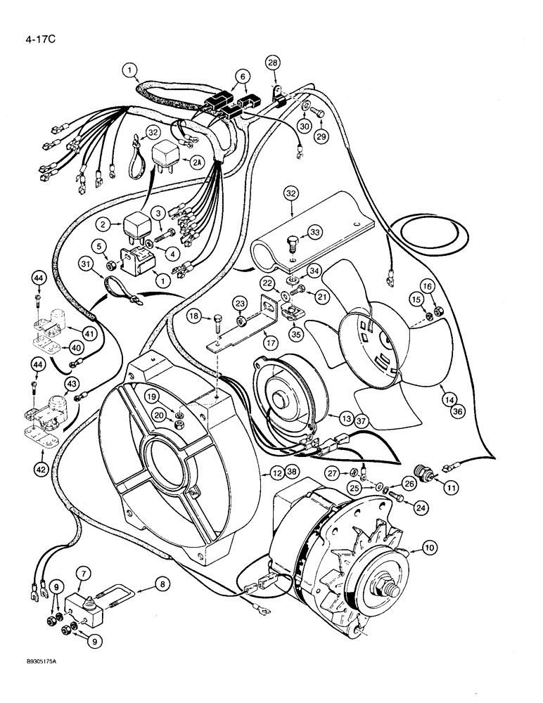 Схема запчастей Case 360 - (4-17C) - MAIN WIRING HARNESS AND CONNECTIONS - WISCONSIN GASOLINE ENGINE MODELS P.I.N. JAF0022340 AND AFTER (04) - ELECTRICAL SYSTEMS