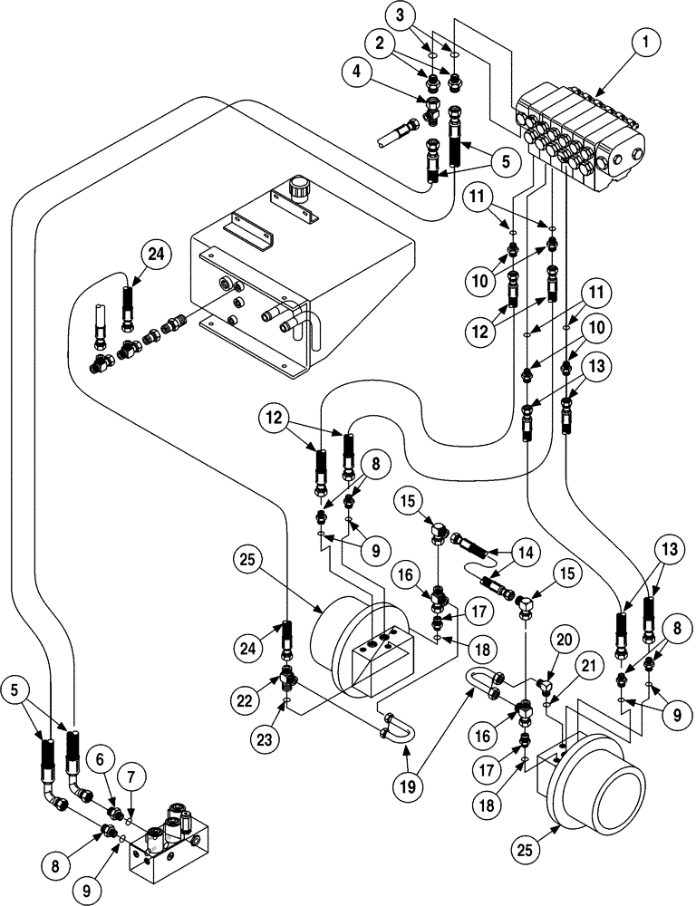 Схема запчастей Case 6010 - (08-02) - HYDRAULICS - REAR CONTROLS AND TRACK DRIVE, MODELS W/ NACHI DRIVE MOTORS (35) - HYDRAULIC SYSTEMS