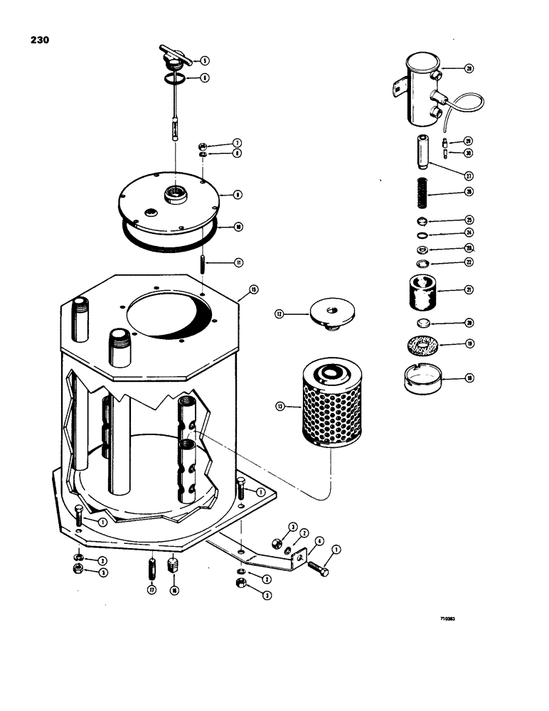Схема запчастей Case W18 - (230) - HYDRAULIC TANK AND RELATED PARTS, BEFORE TRACTOR SN. 9107854 (08) - HYDRAULICS