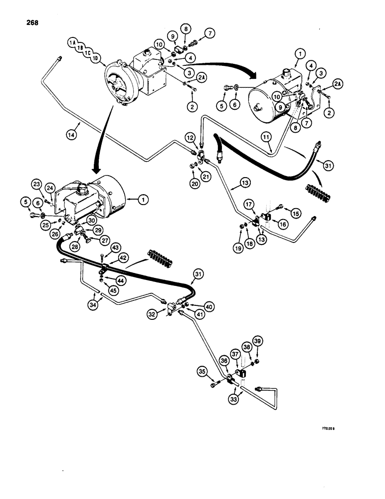 Схема запчастей Case W20 - (268) - W18 AND W20 BRAKE SYSTEM, BRAKE ACTUATORS TO WHEEL CYLINDERS (07) - BRAKES