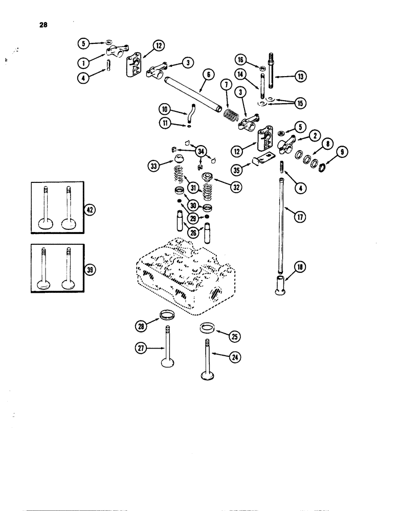 Схема запчастей Case W24C - (028) - VALVE MECHANISM, 504BD AND 504BDT DIESEL ENGINES (02) - ENGINE