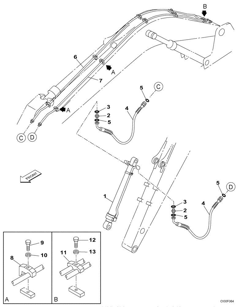 Схема запчастей Case CX210 - (08-13) - HYDRAULICS - BUCKET, 2,40 METER (7FT 10 IN) ARM (08) - HYDRAULICS