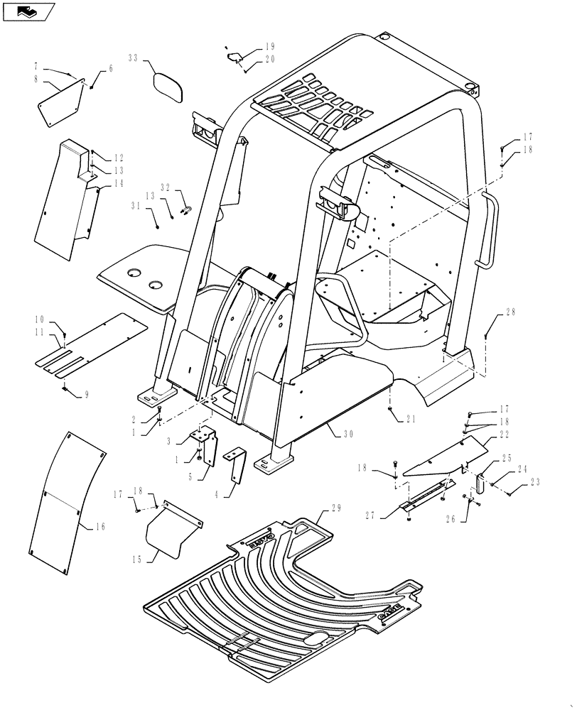 Схема запчастей Case 586H - (90.108.01) - CAB COVERS AND MOUNTING PARTS (90) - PLATFORM, CAB, BODYWORK AND DECALS