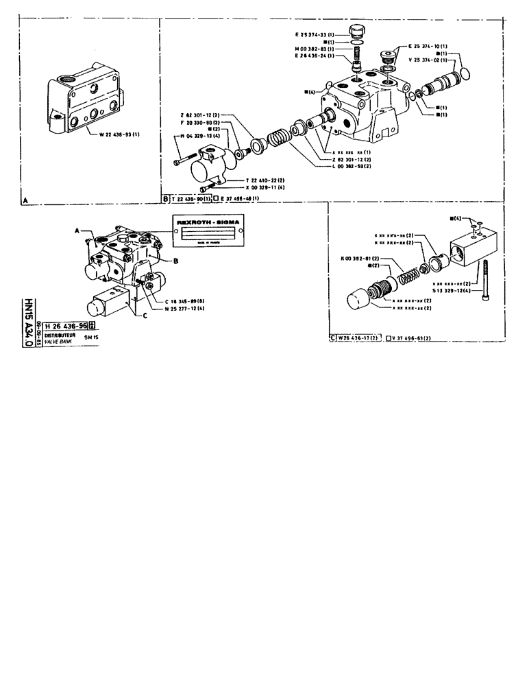 Схема запчастей Case 90BCL - (292) - VALVE BANK SM 15 (07) - HYDRAULIC SYSTEM