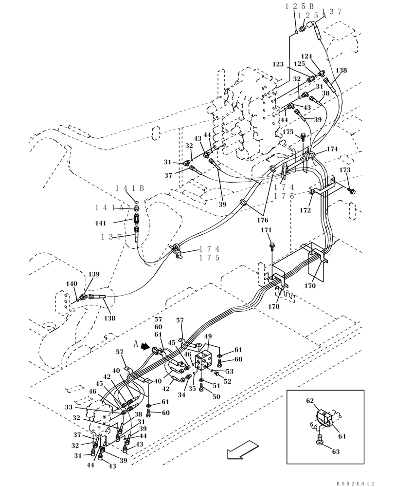 Схема запчастей Case CX330 - (08-23) - PILOT CONTROL LINES, TRAVEL - MODELS WITH LOAD HOLD (08) - HYDRAULICS
