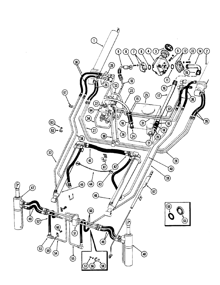 Схема запчастей Case W10 - (196) - THREE SPOOL VALVE HYDRAULIC SYSTEM (08) - HYDRAULICS