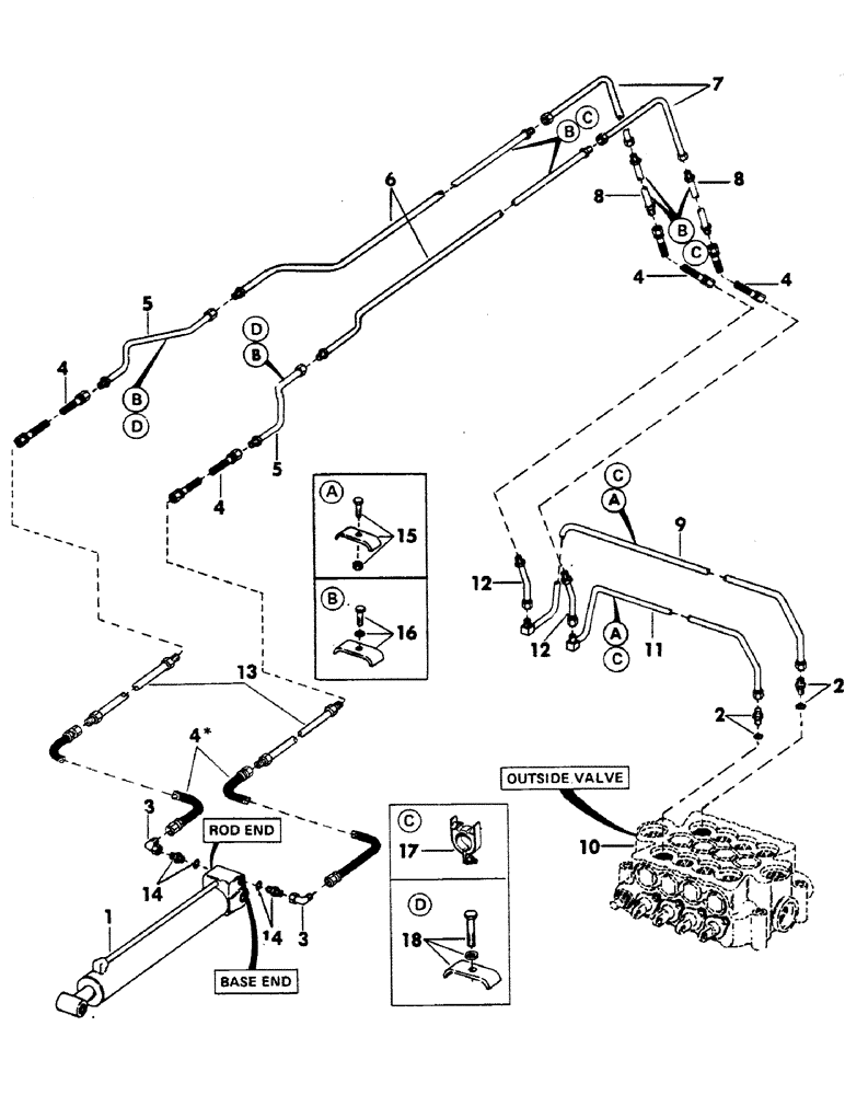 Схема запчастей Case 40BLC - (184) - TOOL CYLINDER HYDRAULICS (07) - HYDRAULIC SYSTEM