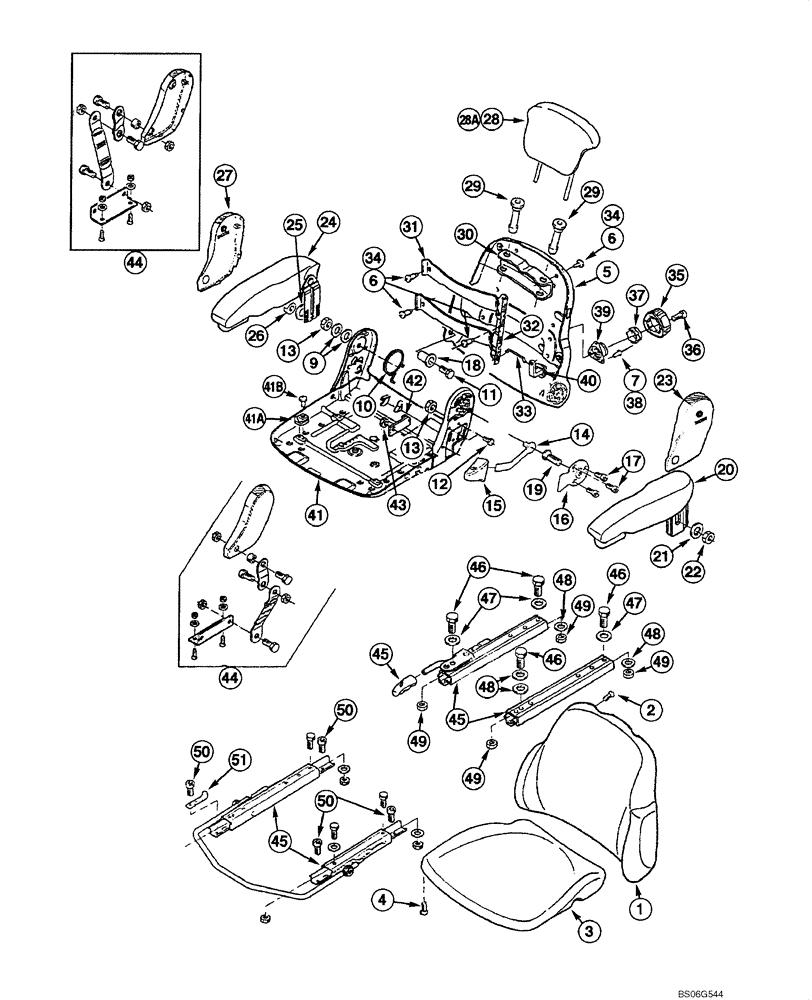Схема запчастей Case 865 - (09.56[00]) - SEAT ASSY - UPPER SEAT ASSY (09) - CHASSIS