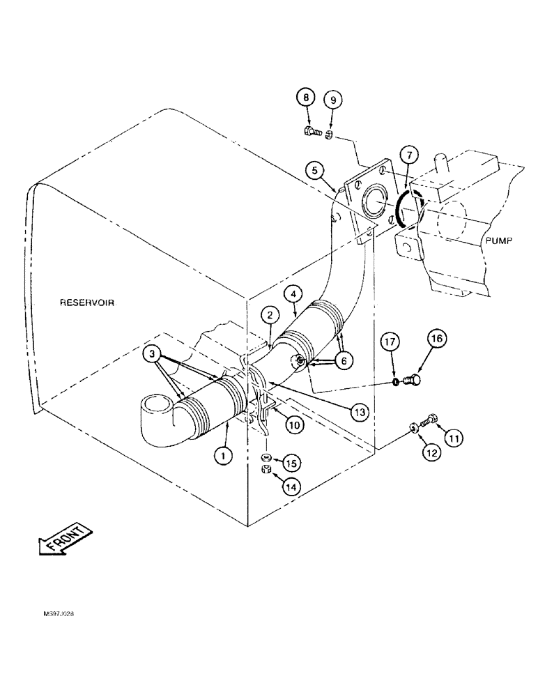 Схема запчастей Case 9050B - (8-10) - RESERVOIR TO PUMP SUCTION LINE, TIMBER KING MODELS, P.I.N. EAC0531007 AND AFTER (08) - HYDRAULICS