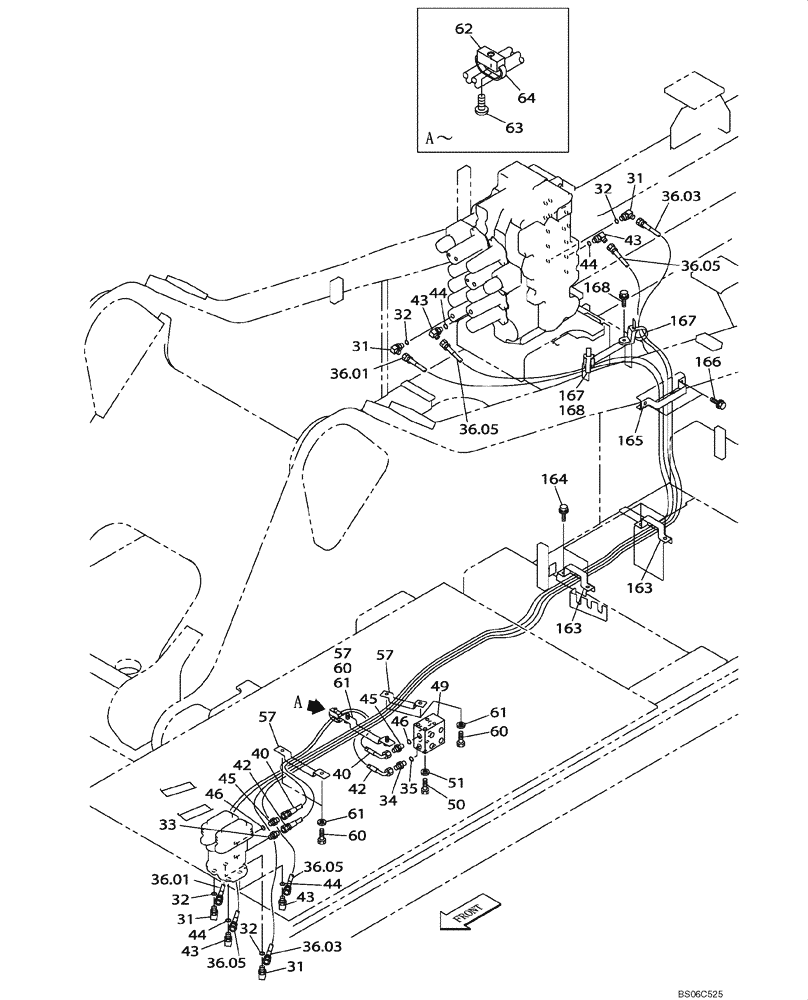 Схема запчастей Case CX330 - (08-031-00[01]) - PILOT CONTROL LINES, TRAVEL - MODELS WITHOUT LOAD HOLD (08) - HYDRAULICS
