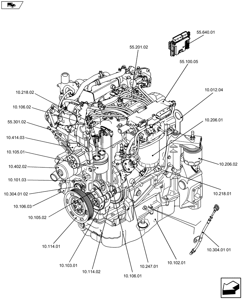 Схема запчастей Case F5HFL413B A001 - (10.000.01[01]) - PICTORIAL INDEX - ENGINE (5801398328) (10) - ENGINE