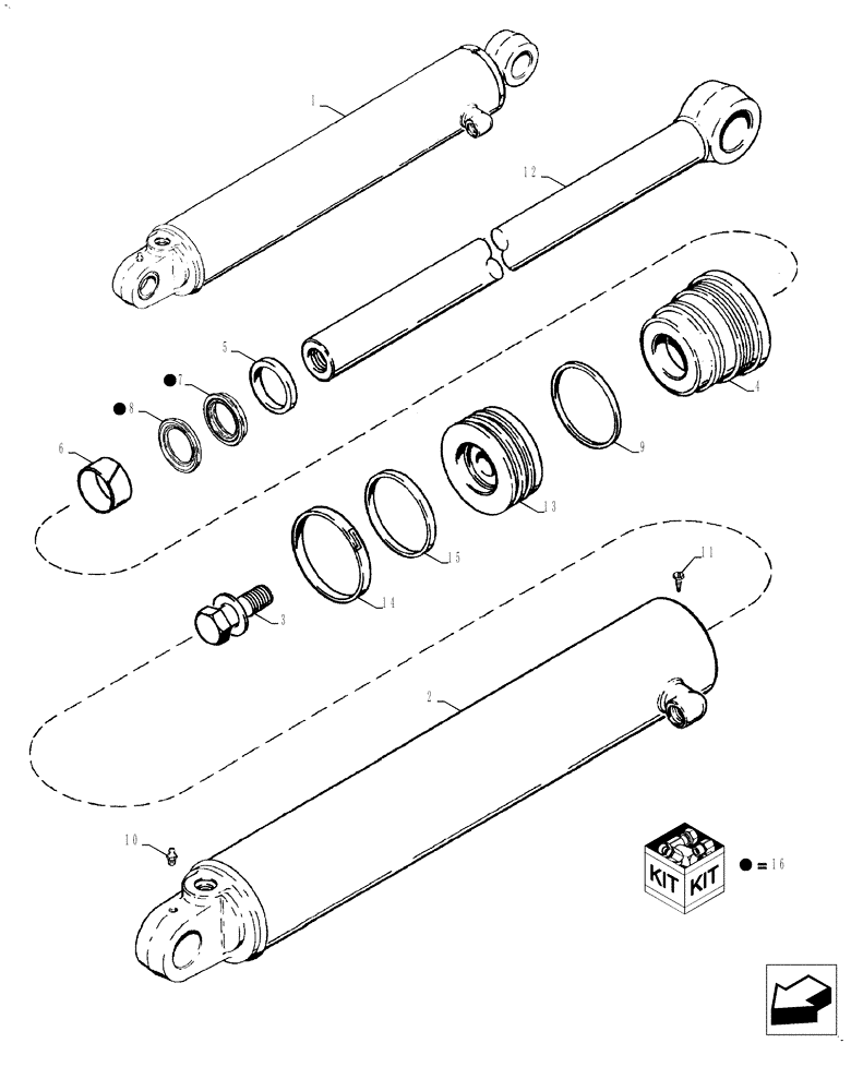 Схема запчастей Case 590SN - (35.732.01[06]) - CYLINDER - BACKHOE STABILIZER (580SN) (35) - HYDRAULIC SYSTEMS