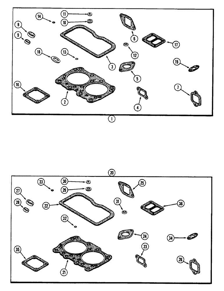 Схема запчастей Case W14 - (044) - ENGINE GASKET KITS, 336BD & 336BDT DIESEL ENGINE (02) - ENGINE