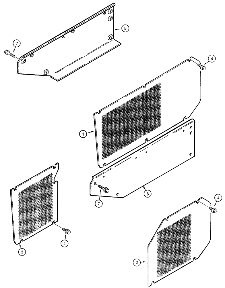 Схема запчастей Case 855E - (9-046) - ENGINE SIDE SHIELDS (09) - CHASSIS/ATTACHMENTS