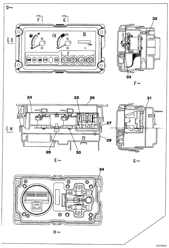 Схема запчастей Case CX80 - (04-04) - ELECTRICAL - CAB - GAUGES (04) - ELECTRICAL SYSTEMS