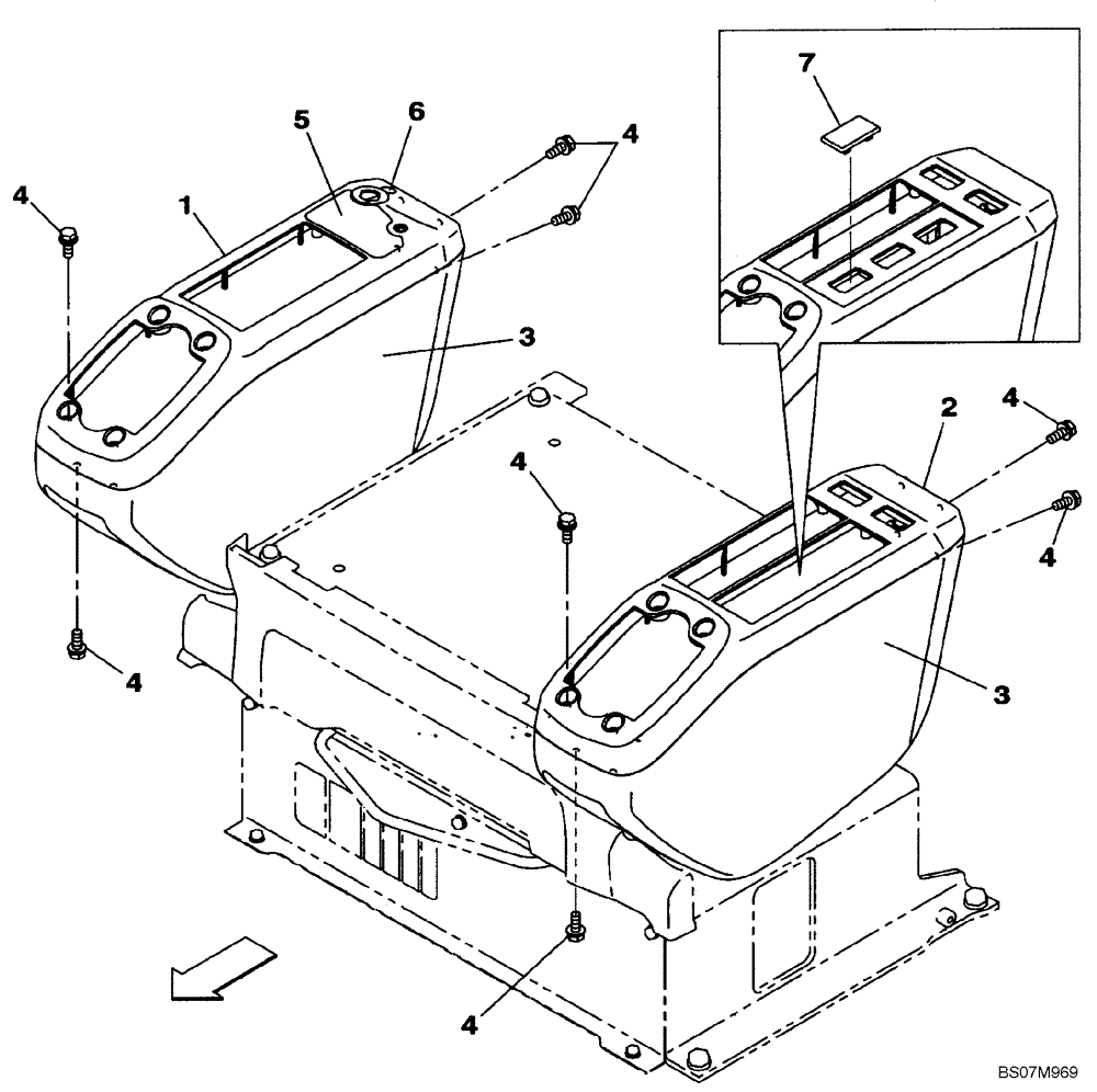 Схема запчастей Case CX80 - (09-36) - CONSOLE, CONTROL - OPERATORS COMPARTMENT (09) - CHASSIS