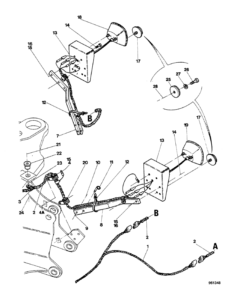Схема запчастей Case 580G - (086) - REAR SIGNAL LAMPS - AXIAL BACKHOE (04) - ELECTRICAL SYSTEMS