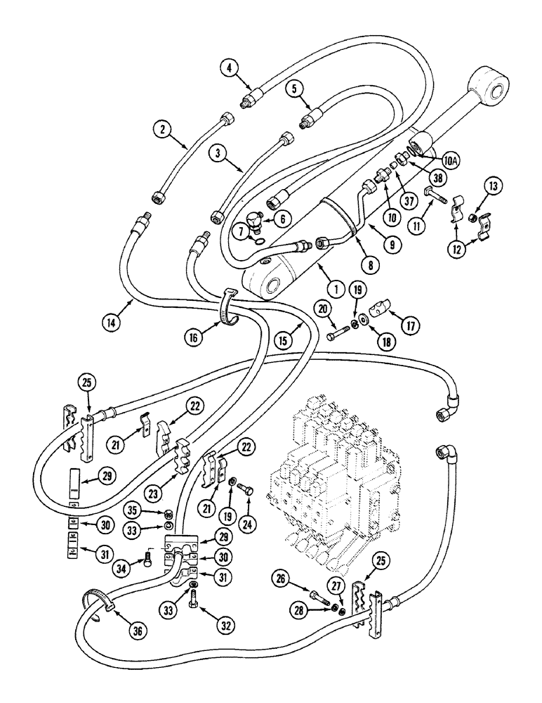 Схема запчастей Case 580SK - (8-210) - HYDRAULIC CIRCUIT DIPPER CYLINDER, PRESTIGE VERSION, SIDESHIFT BACKHOE (08) - HYDRAULICS