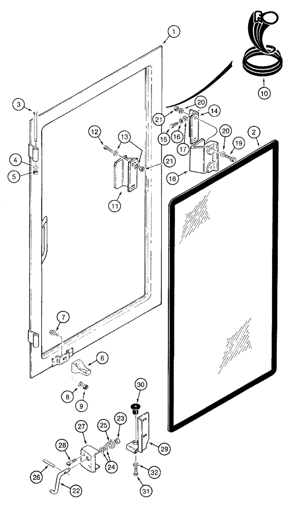 Схема запчастей Case 921B - (9-052) - RIGHT-HAND CAB WINDOW (09) - CHASSIS/ATTACHMENTS