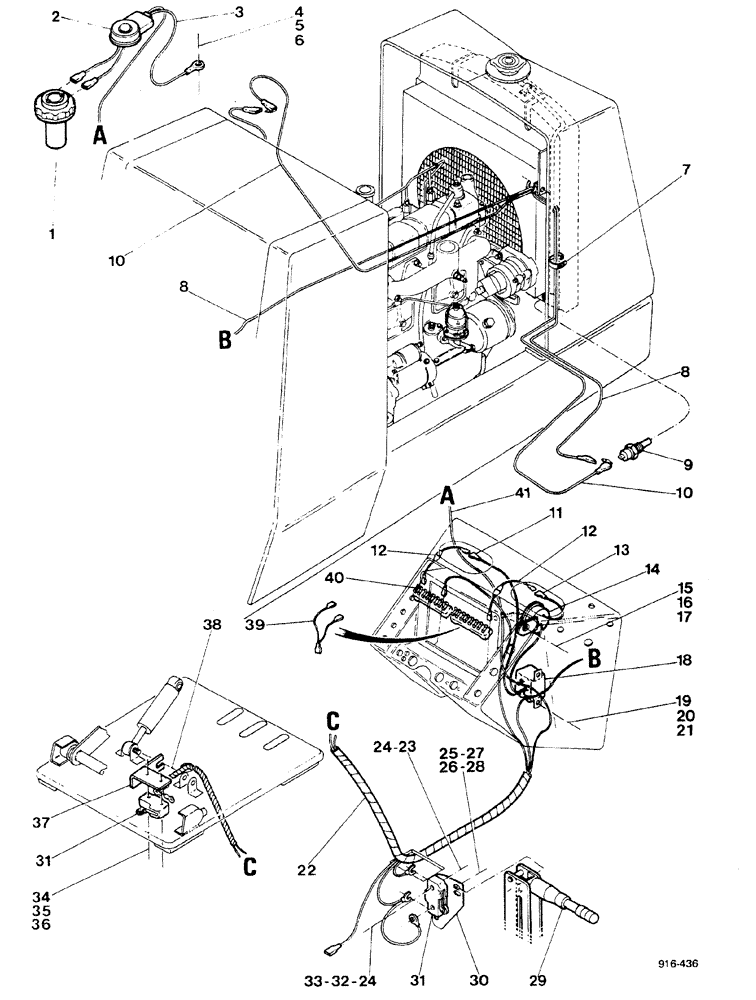 Схема запчастей Case 580F - (373A) - ALARM, WATER TEMPERATURE, ENGINE OIL PRESSURE, HANDBRAKE, FOR SWEDEN ONLY (55) - ELECTRICAL SYSTEMS