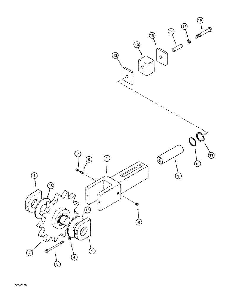 Схема запчастей Case 860 - (9-054) - TRENCHER BOOM END - STANDARD TRENCHER BOOM (09) - CHASSIS/ATTACHMENTS
