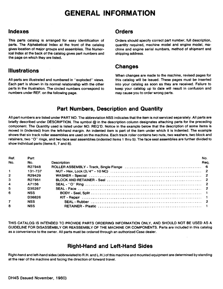 Схема запчастей Case DH4 - (1-01) - GENERAL INFORMATION (00) - GENERAL & PICTORIAL INDEX