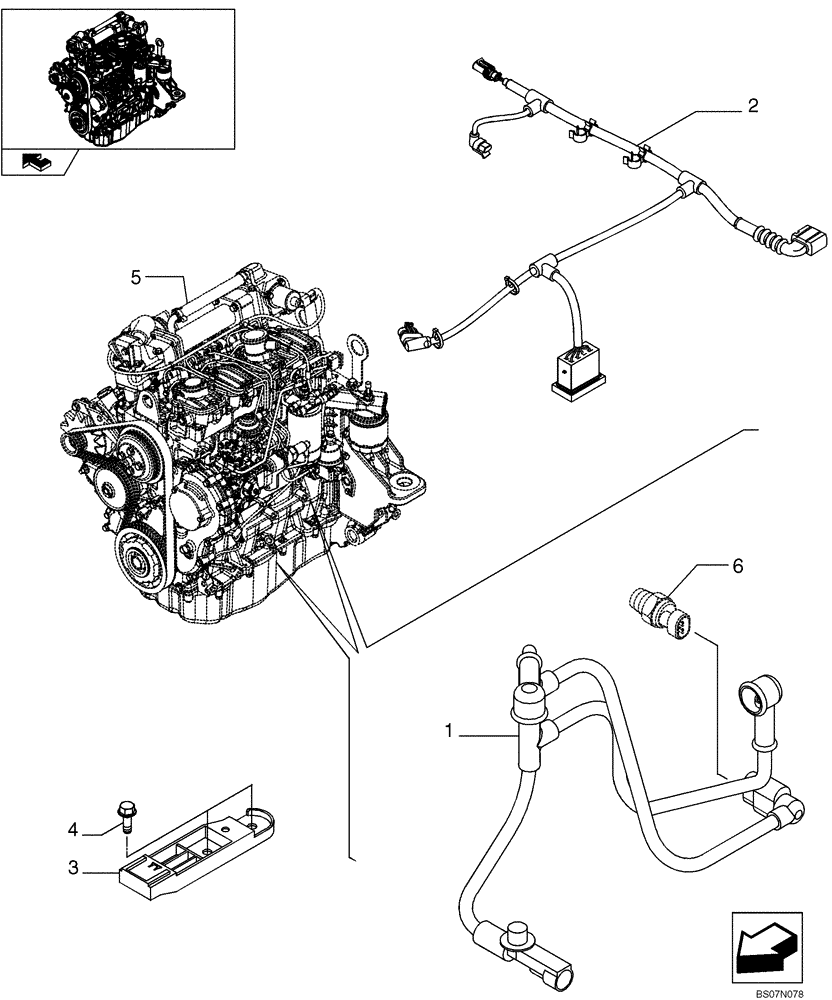 Схема запчастей Case 435 - (04-02A) - ENGINE ELECTRIC INSTALLATION (87380450) (04) - ELECTRICAL SYSTEMS