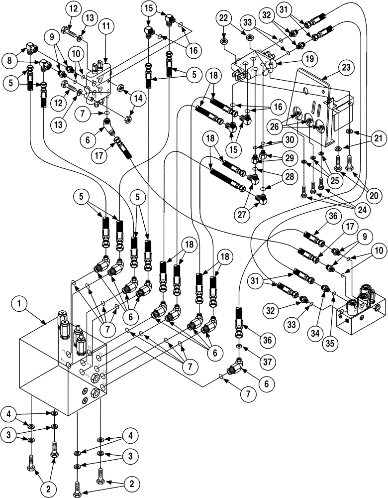 Схема запчастей Case 6010 - (08-05) - HYDRAULICS - CONTROLS, POWER WRENCH AND STAKEDOWN (35) - HYDRAULIC SYSTEMS