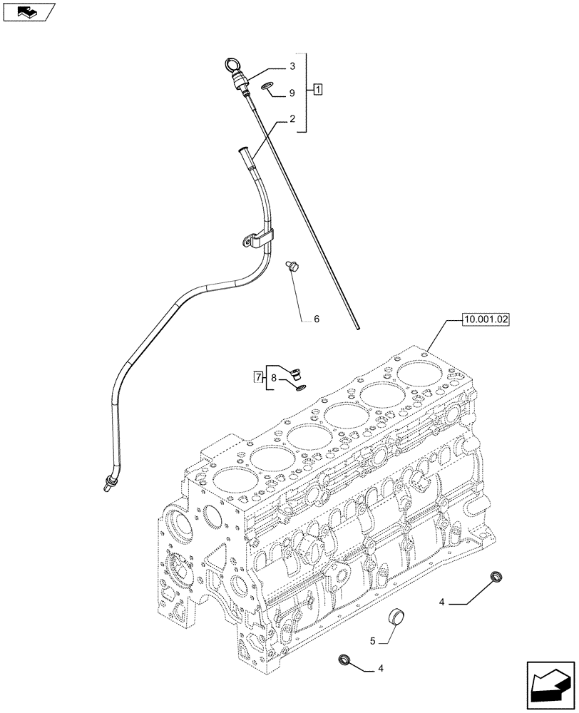 Схема запчастей Case F4HFE613T A004 - (10.304.01) - ENGINE OIL DIPSTICK (2855441 - 2855432) (10) - ENGINE