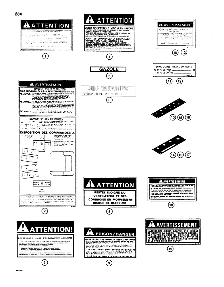 Схема запчастей Case 880D - (284) - DECALS, SPECIAL FRENCH LANGUAGE DECALS (05) - UPPERSTRUCTURE CHASSIS