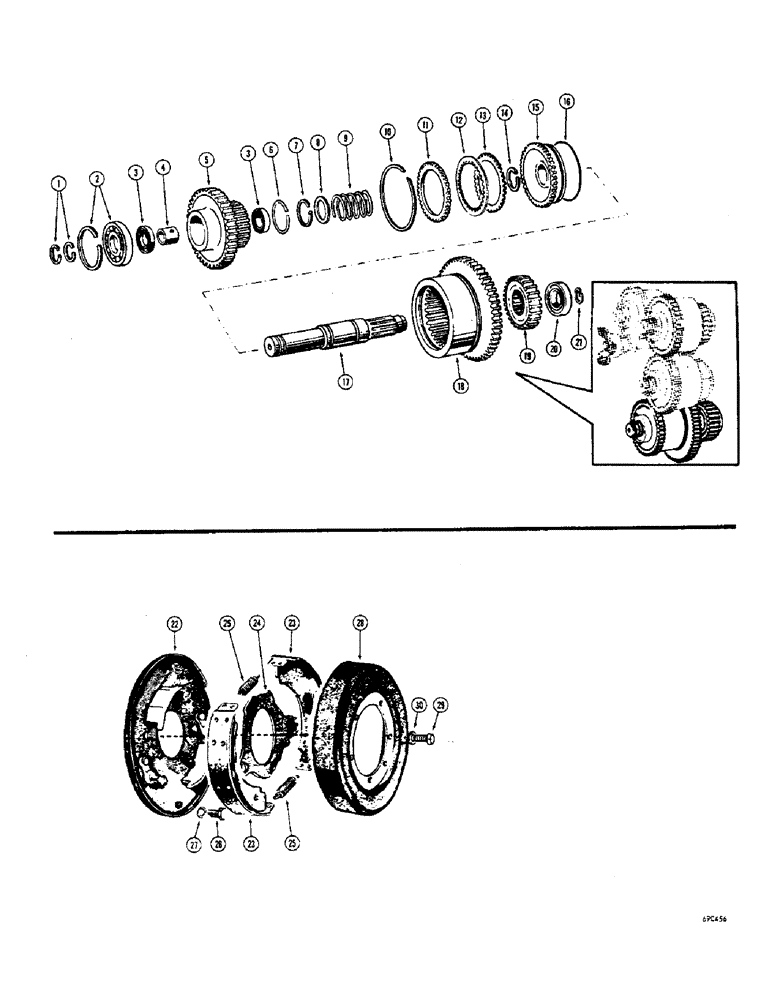 Схема запчастей Case W7E - (162) - TRANSMISSION, TRANSMISSION HIGH GEAR CLUTCH, TRANS. PARKING BRAKE (06) - POWER TRAIN