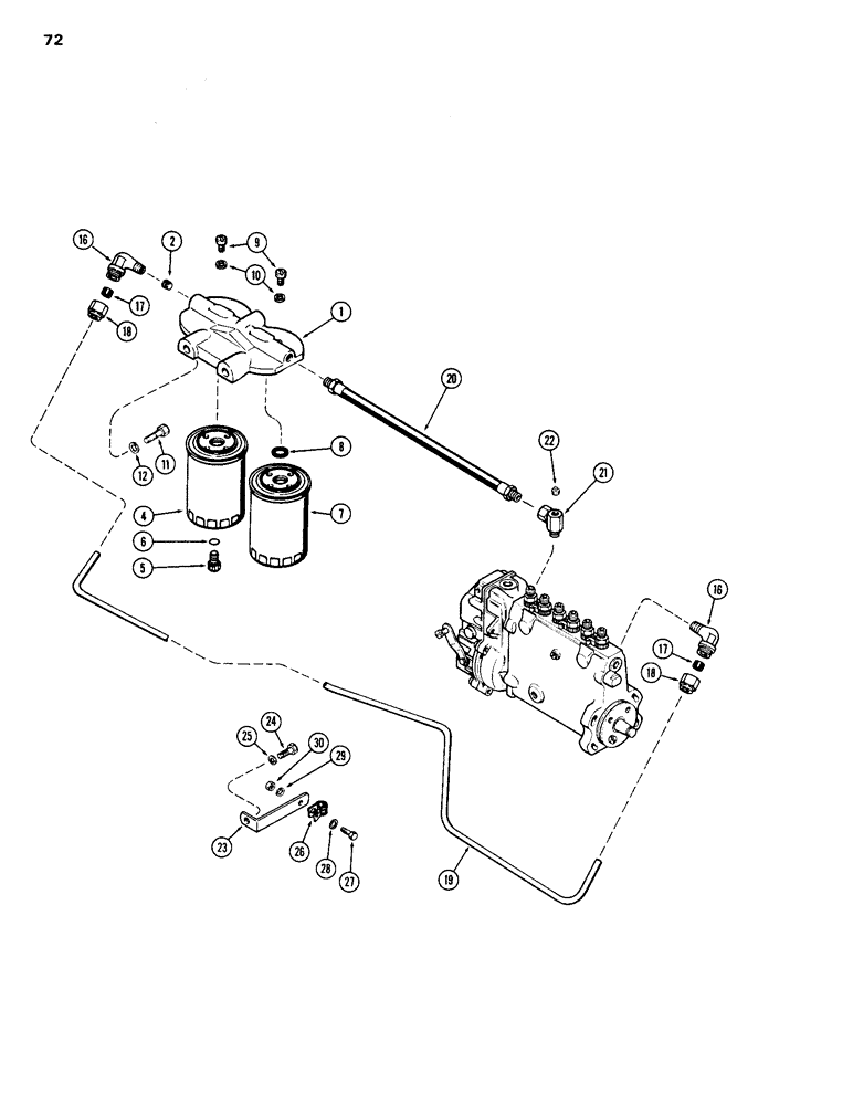 Схема запчастей Case 1150B - (072) - FUEL FILTER SYSTEM, (451BD) AND (451BDT) DIESEL ENGINES (02) - FUEL SYSTEM