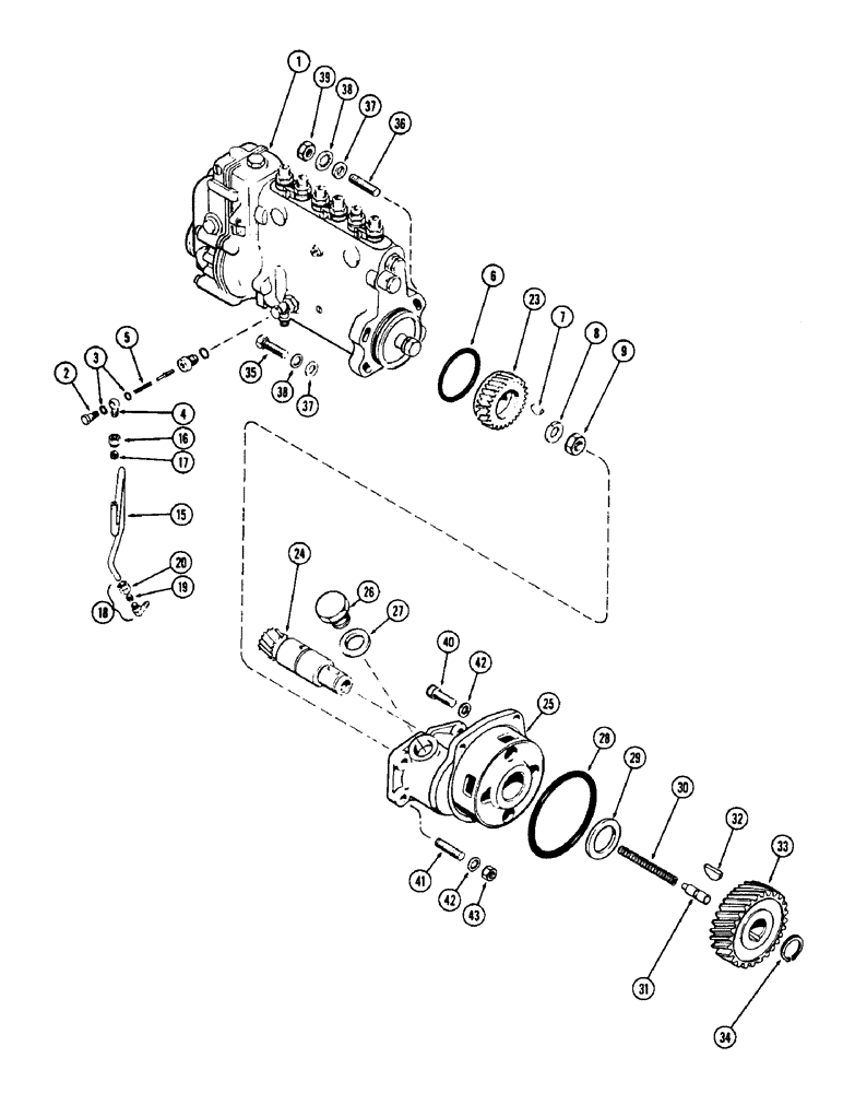 Схема запчастей Case W8C - (030) - FUEL INJECTION PUMP AND DRIVE, (401) DIESEL ENGINE (02) - ENGINE