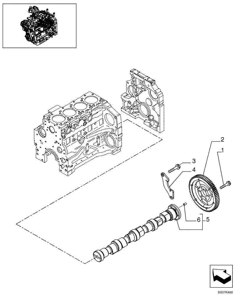Схема запчастей Case 750L - (02-34) - CAMSHAFT (02) - ENGINE