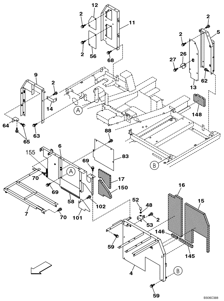 Схема запчастей Case CX210LR - (09-05) - FRAMES, COVERS - INSULATION (09) - CHASSIS