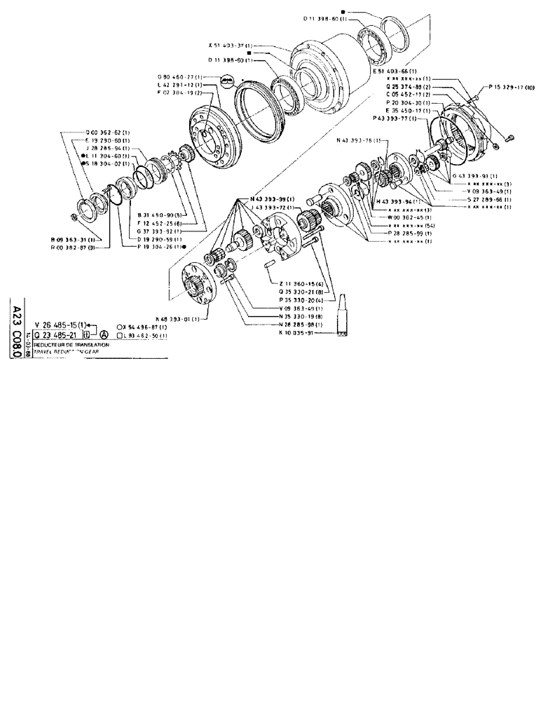 Схема запчастей Case 90BCL - (095) - TRAVEL REDUCTION GEAR (04) - UNDERCARRIAGE