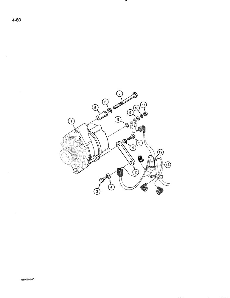Схема запчастей Case 821 - (4-060) - 45 AMP ALTERNATOR AND MOUNTING PARTS (04) - ELECTRICAL SYSTEMS