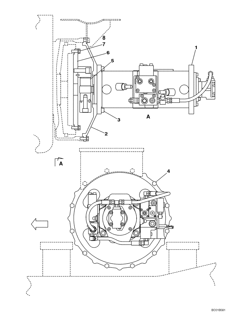 Схема запчастей Case CX130 - (08-003) - PUMP COUPLING - MODELS WITHOUT DOZER BLADE (DAC0713099 - DAC0713245) (08) - HYDRAULICS