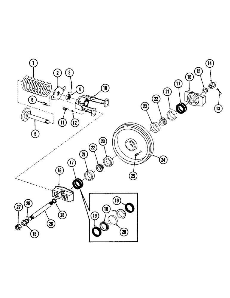 Схема запчастей Case 880 - (146) - IDLER WHEEL AND TRACK ADJUSTER (04) - UNDERCARRIAGE
