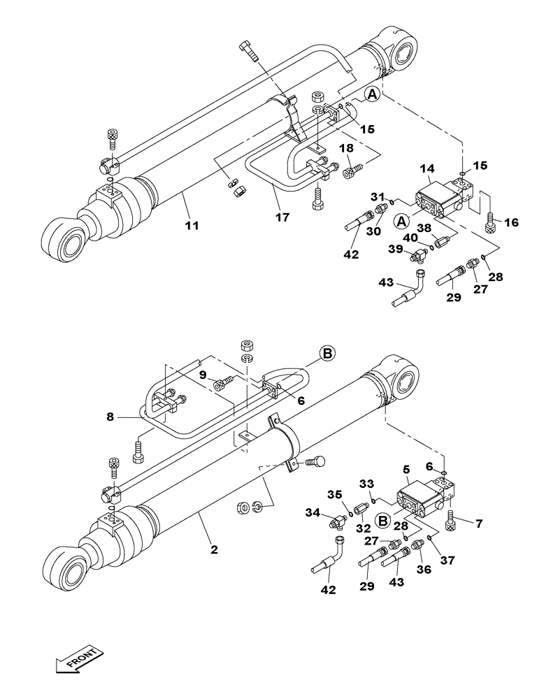 Схема запчастей Case CX300C - (08-015-00[01]) - HYDRAULIC CIRCUIT - BOOM CYLINDER - WITH SAFETY VALVE (08) - HYDRAULICS