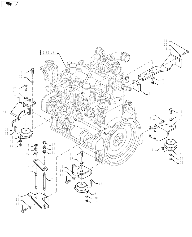 Схема запчастей Case DV207 - (10.001.02) - ENGINE MOUNTING (10) - ENGINE