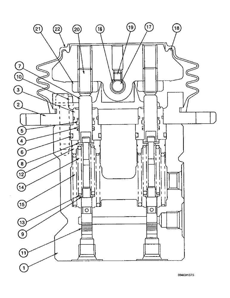 Схема запчастей Case 9040B - (8-132) - PEDAL OPERATED CONTROL VALVE (08) - HYDRAULICS