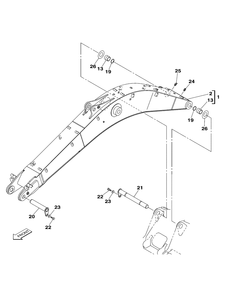 Схема запчастей Case CX350 - (09-097-00/2[01]) - MONOBLOCK BOOM (6.45 M) (09) - CHASSIS
