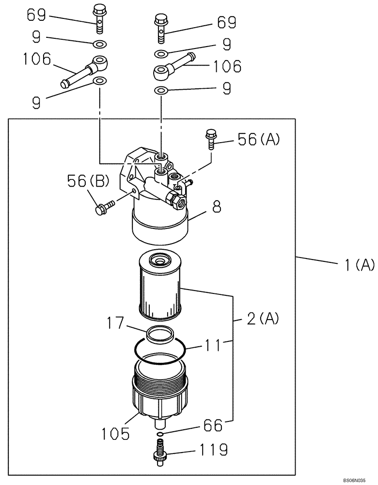 Схема запчастей Case CX210BNLC - (03-07) - FUEL FILTER (03) - FUEL SYSTEM