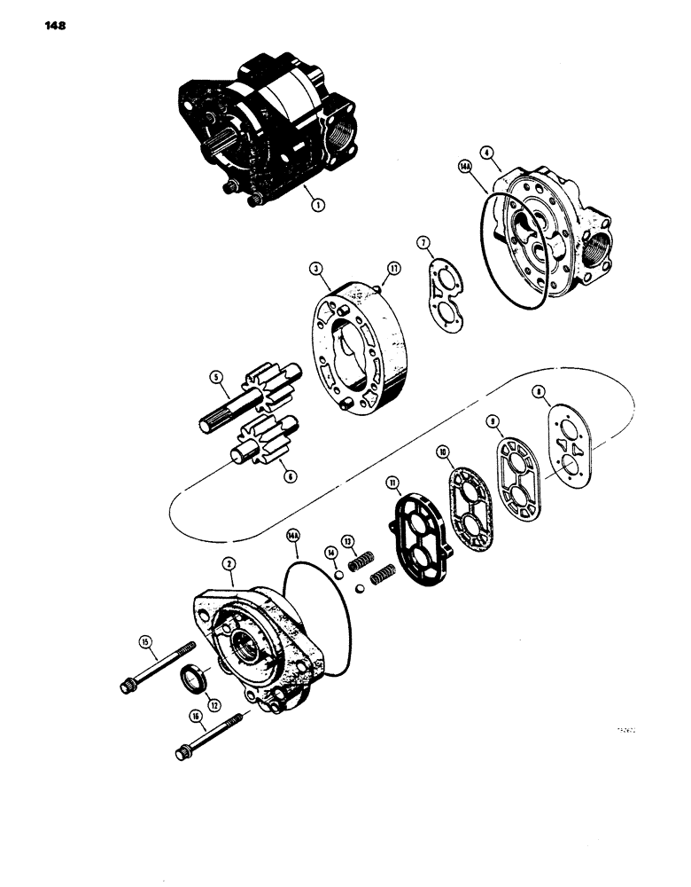 Схема запчастей Case 450 - (148) - D41390 HYDRAULIC PUMP (07) - HYDRAULIC SYSTEM