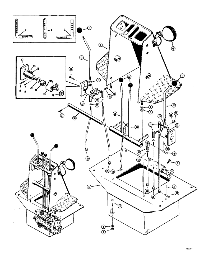 Схема запчастей Case 36 - (20) - TWIN LEVER BACKHOE CONTROL 